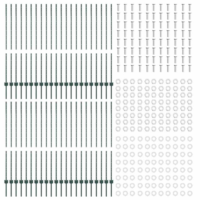 Stâlp de gard. 44 pcs Verde 180 cm Oțel - WALTI WALTI