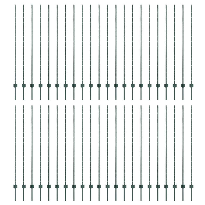 Stâlp de gard. 44 pcs Verde 200 cm Oțel - WALTI WALTI