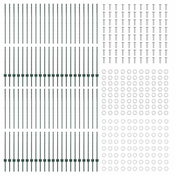 Stâlp de gard. 44 pcs Verde 200 cm Oțel - WALTI WALTI