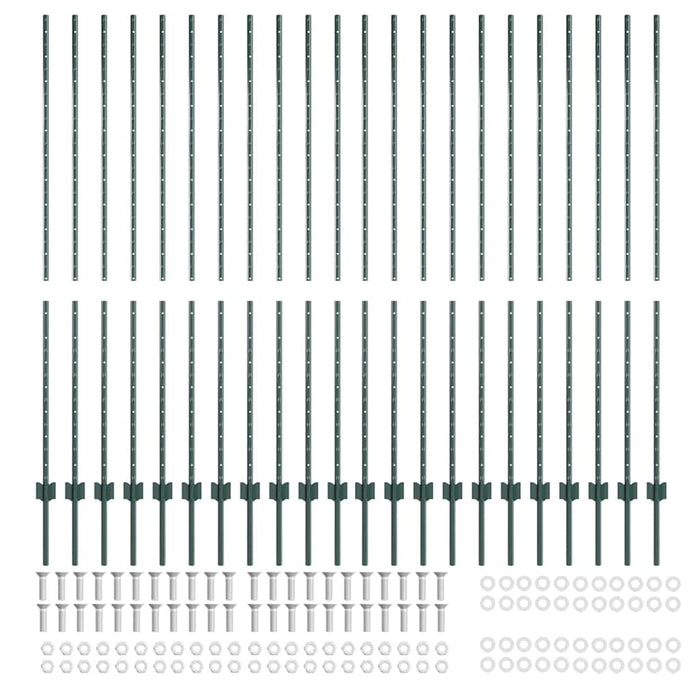 Stâlp de gard. 22 pcs Verde 200 cm Oțel - WALTI WALTI