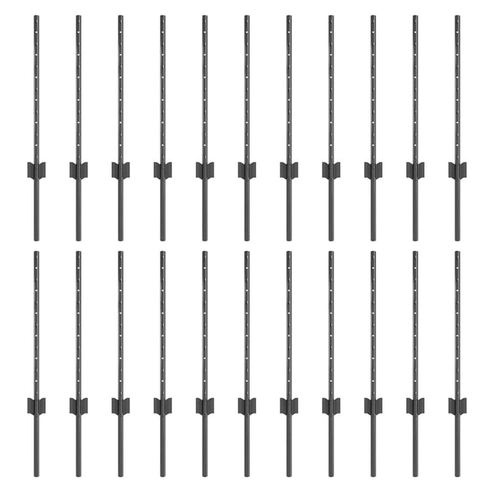 Stâlp de gard. 22 pcs Gri 100 cm Oțel - WALTI WALTI