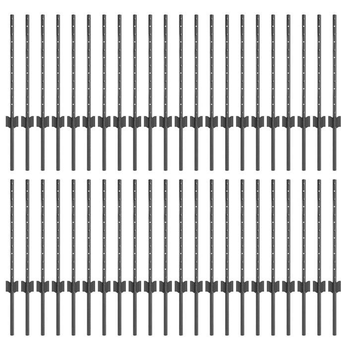 Stâlp de gard. 44 pcs Gri 100 cm Oțel - WALTI WALTI