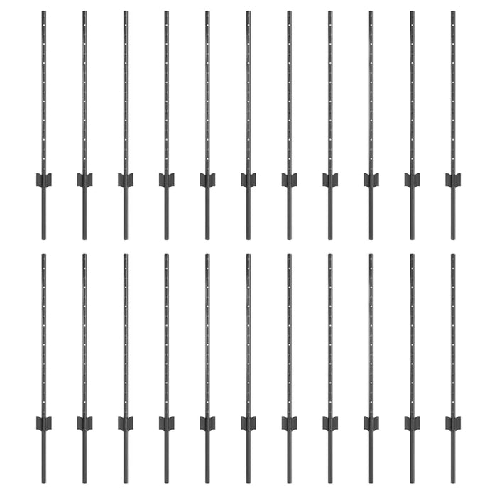 Stâlp de gard. 22 pcs Gri 120 cm Oțel - WALTI WALTI