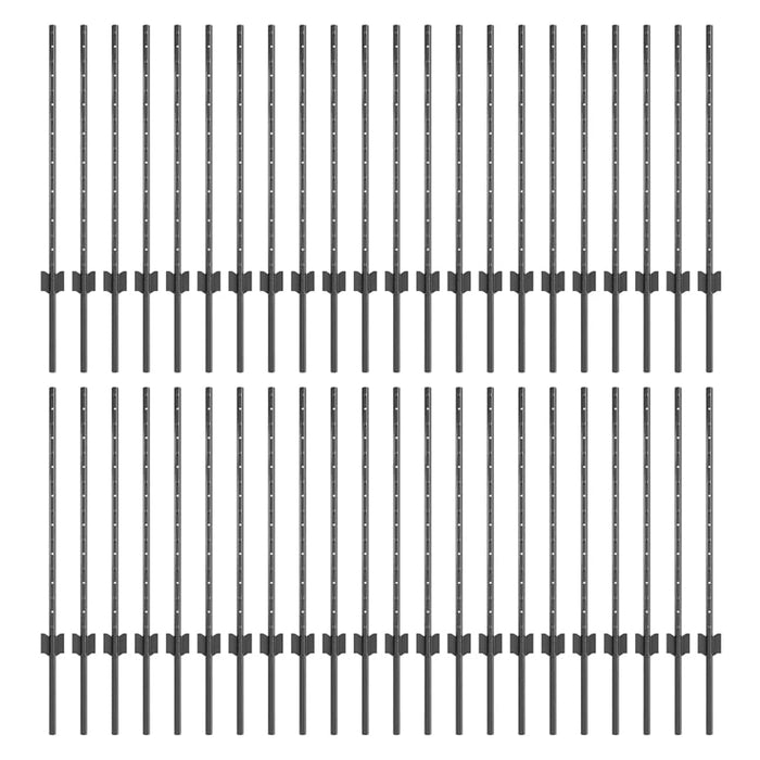 Stâlp de gard. 44 pcs Gri 120 cm Oțel - WALTI WALTI