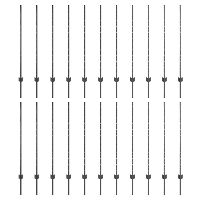 Stâlpi de gard argintii 44 pcs Gri Metal - WALTI WALTI