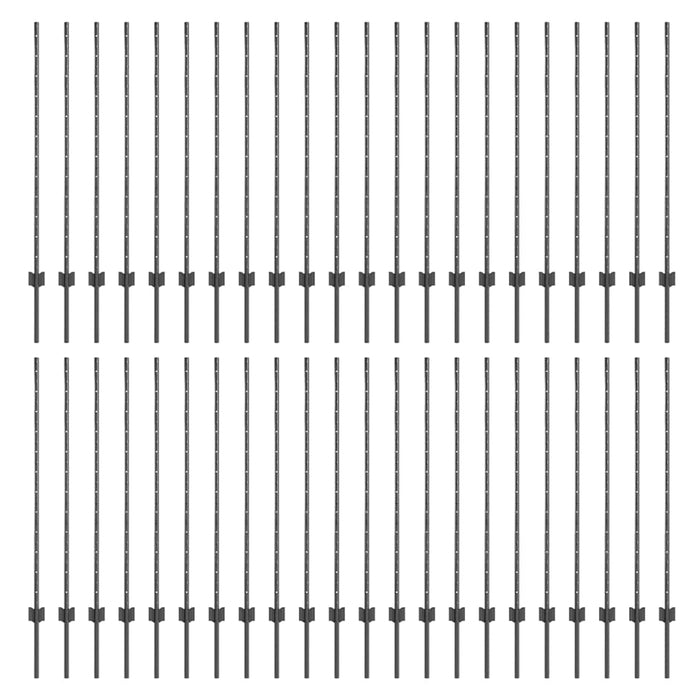 Stâlpi de Gard Other 44 pcs Gri Oțel vopsit electrostatic - WALTI WALTI