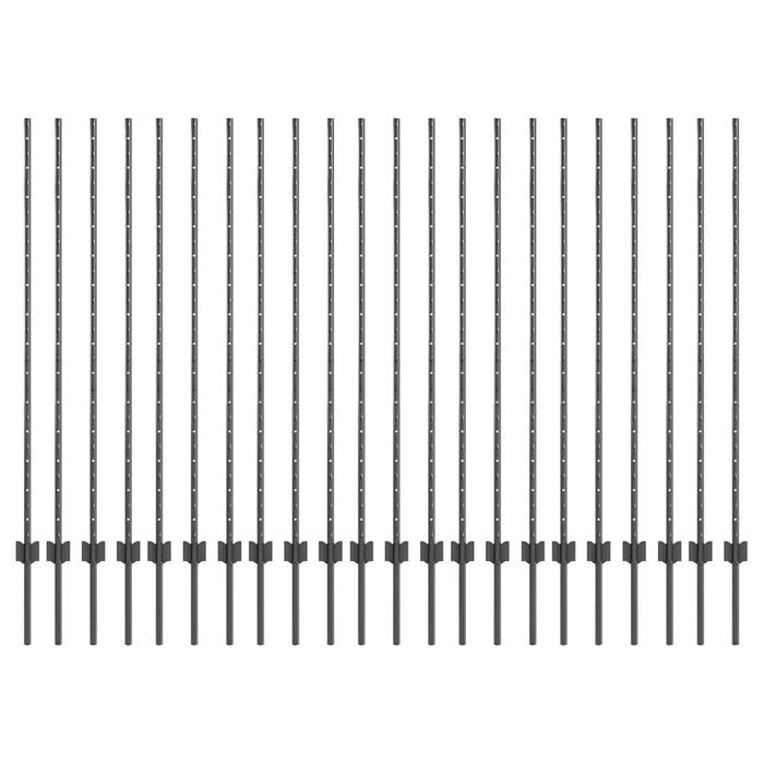 Stâlpi de gard argintii 44 pcs Gri Metal - WALTI WALTI