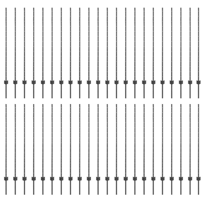 Stâlpi de Gard 44 pcs Gri Oțel vopsit electrostatic - WALTI WALTI