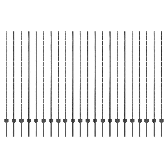 Stâlpi de gard argintii 44 pcs Gri Oțel - WALTI WALTI