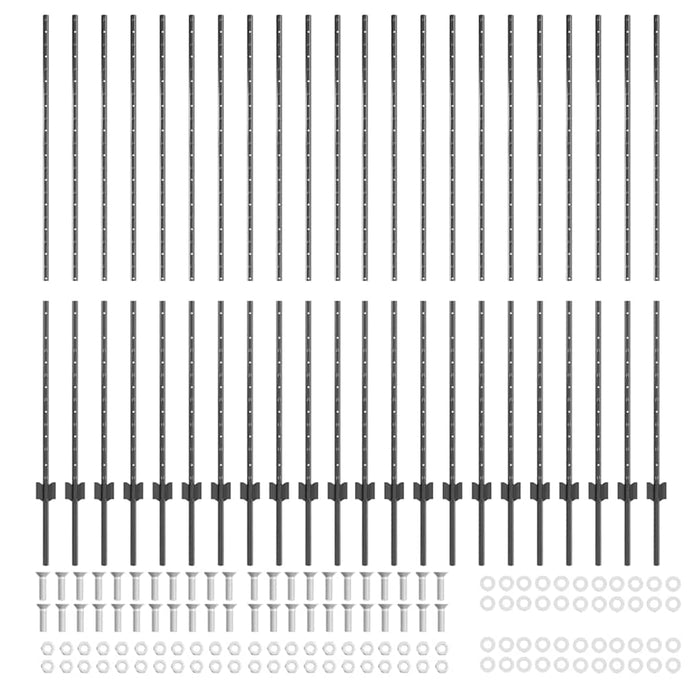 Stâlpi de gard argintii 44 pcs Gri Metal - WALTI WALTI