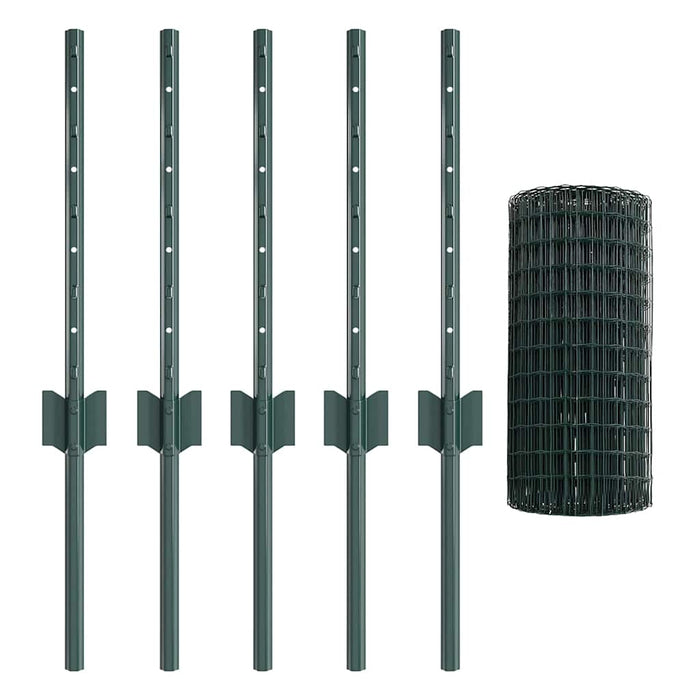 Gard European cu Stâlp 10 x 0,4 m Oțel cu strat de PVC Verde WALTI