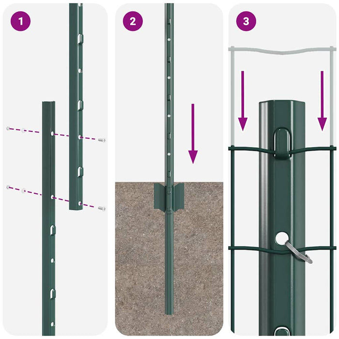 Îngrădire cu stâlpi Verde 1.2 x 10 m Oțel - WALTI WALTI