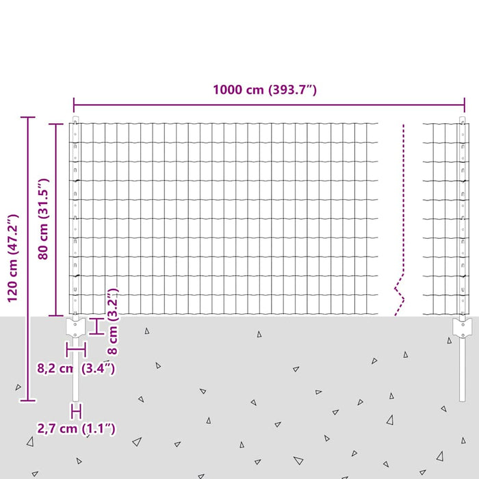 Gard cu Stâlp Verde 0,8 x 10 m Oțel și PVC - WALTI WALTI