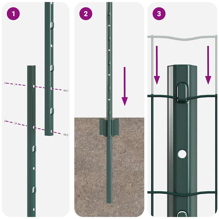 Îngrădire cu stâlpi Verde 1.6 x 10 m Oțel - WALTI WALTI