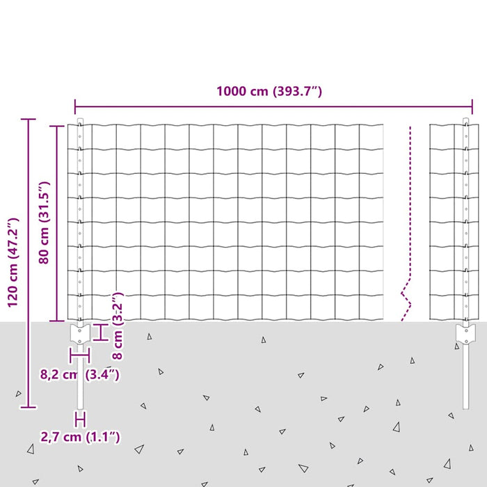 Gard cu Stâlp Verde 0,8 x 10 m Oțel - WALTI WALTI
