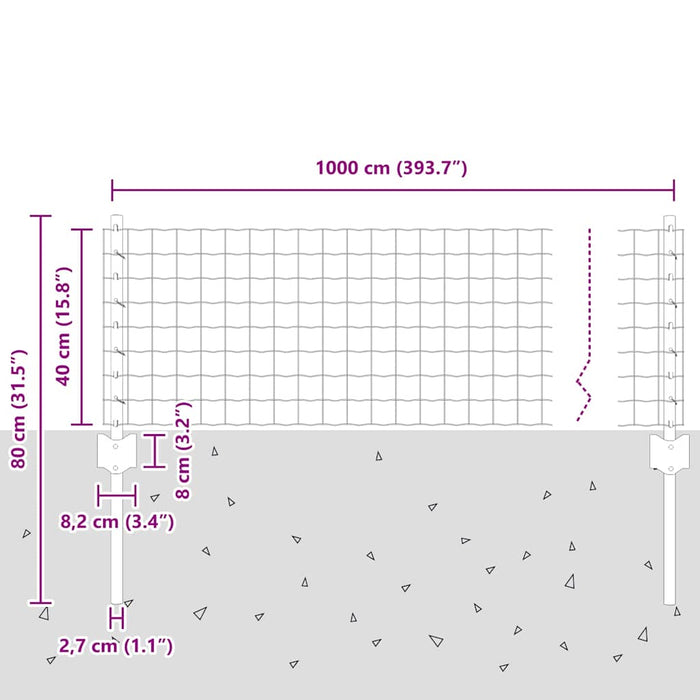 Îngrădire cu stâlpi Gri 0.4 x 10 m Oțel - WALTI WALTI