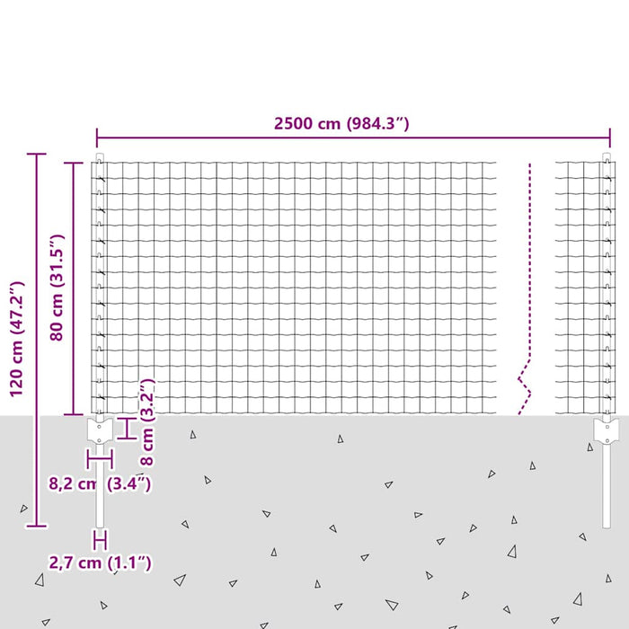 Gard cu Stâlp Gri 0,8 x 25 m Oțel și PVC - WALTI WALTI