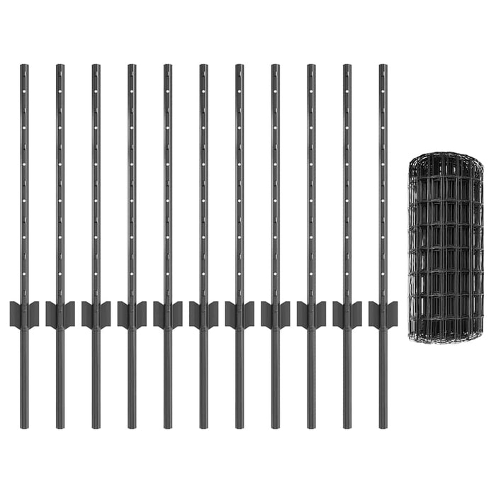 Gard cu Stâlp Gri 0,6 x 25 m Oțel și PVC - WALTI WALTI