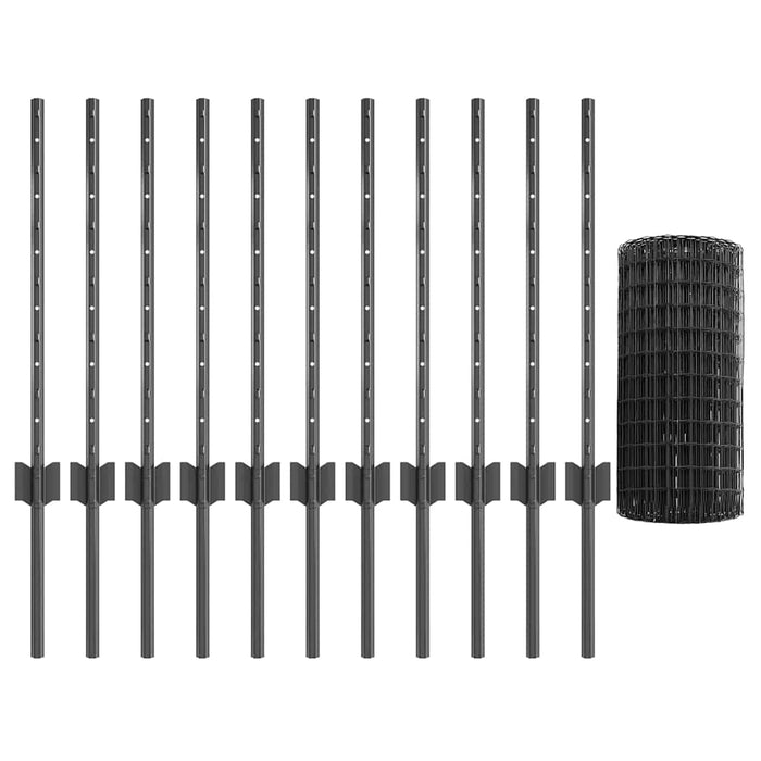 Gard cu Stâlp Gri 0,6 x 25 m Oțel și PVC - WALTI WALTI
