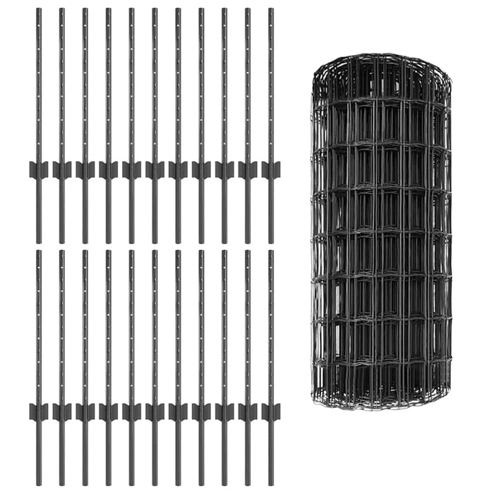 Gard cu Stâlp Gri 0,6 x 50 m Oțel și PVC - WALTI WALTI