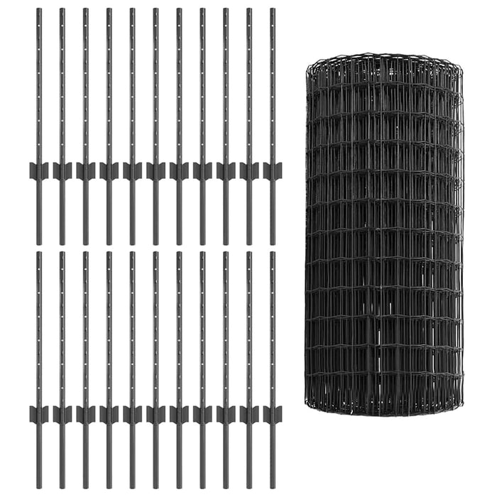Gard cu Stâlp Gri 0,6 x 50 m Oțel și PVC - WALTI WALTI