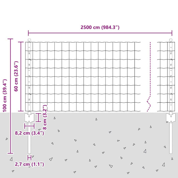 Gard cu Stâlp Gri 0,6 x 25 m Oțel și PVC - WALTI WALTI