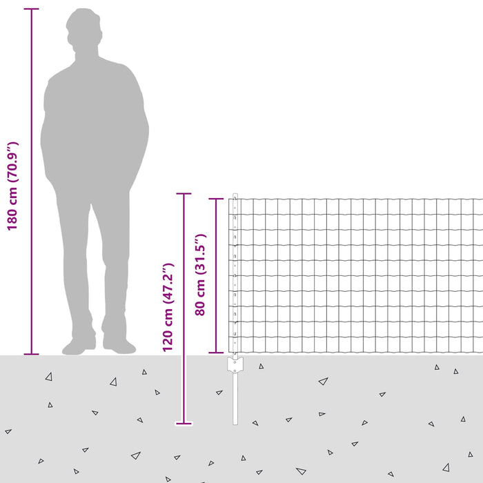 Gard cu Stâlp Gri 0,8 x 25 m Oțel - WALTI WALTI
