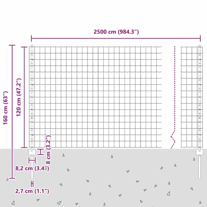 Gard cu stâlpi Gri 1.2 x 25 m Oțel - WALTI WALTI