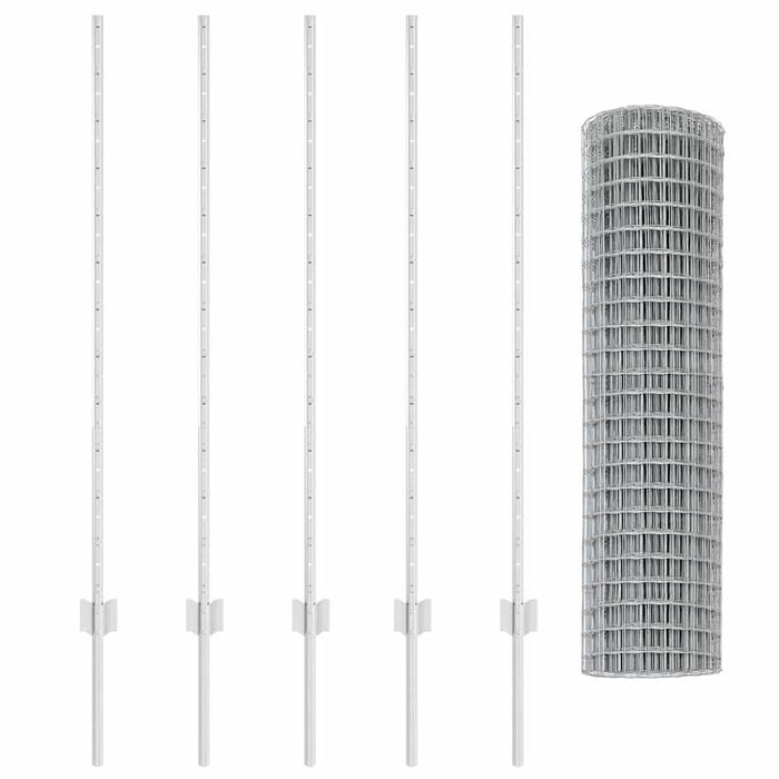 Îngrădire cu stâlpi Argintiu 1.2 x 10 m Oțel - WALTI WALTI