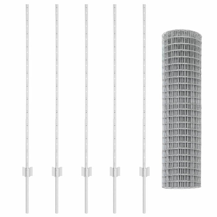 Îngrădire cu stâlpi Argintiu 1.2 x 10 m Oțel - WALTI WALTI