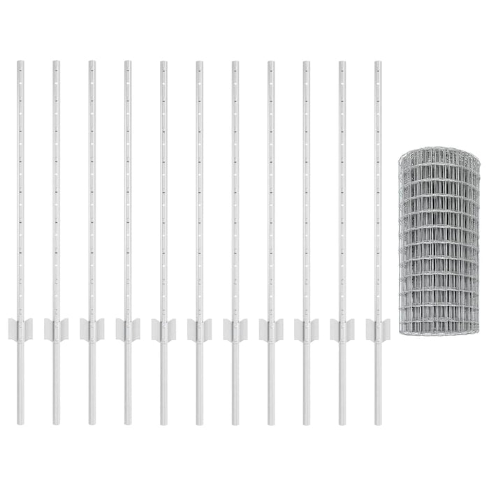Îngrădire cu stâlpi Argintiu 0.8 x 25 m Oțel - WALTI WALTI