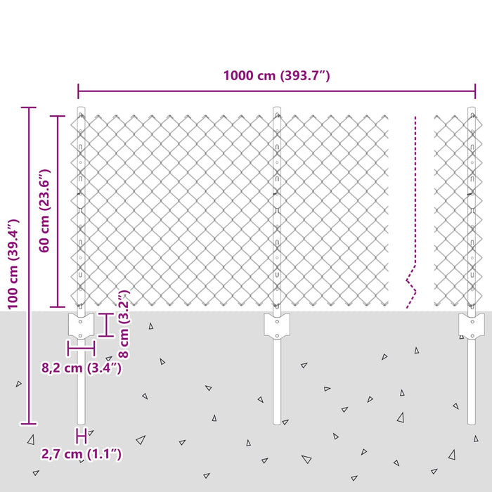 Gard din plasă împletită cu stâlp 10 x 0,6 m - WALTI WALTI
