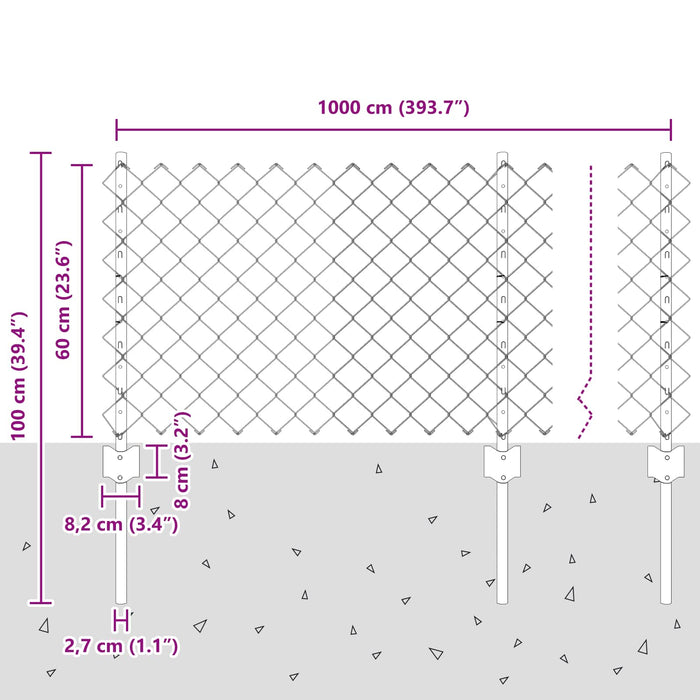 Gard din plasă împletită cu stâlp 10 x 0,6 m - WALTI WALTI
