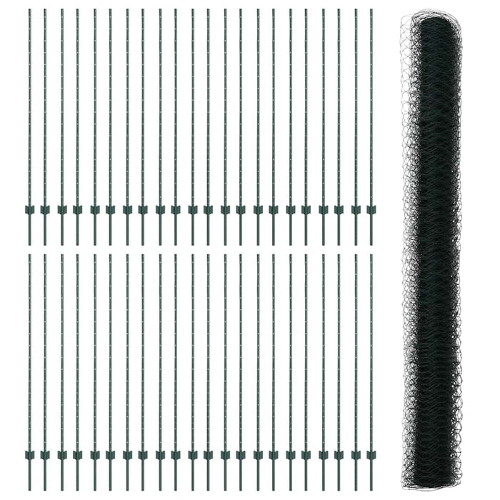 Gard cu Stâlp Verde 1,6 x 100 m Oțel și PVC - WALTI WALTI