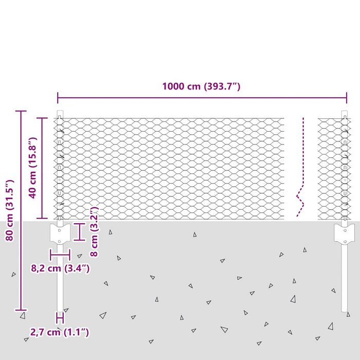 Gard cu Stâlp Gri 0,4 x 10 m Oțel și PVC - WALTI WALTI