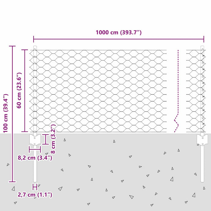 Gard cu Stâlp Gri 0,6 x 10 m Oțel și PVC - WALTI WALTI