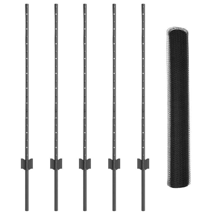 Gard cu Stâlp Gri 1 x 10 m Oțel și PVC - WALTI WALTI