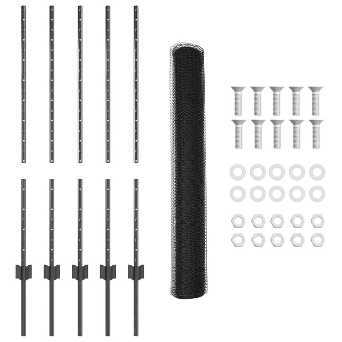 Gard cu Stâlp Gri 1 x 10 m Oțel și PVC - WALTI WALTI