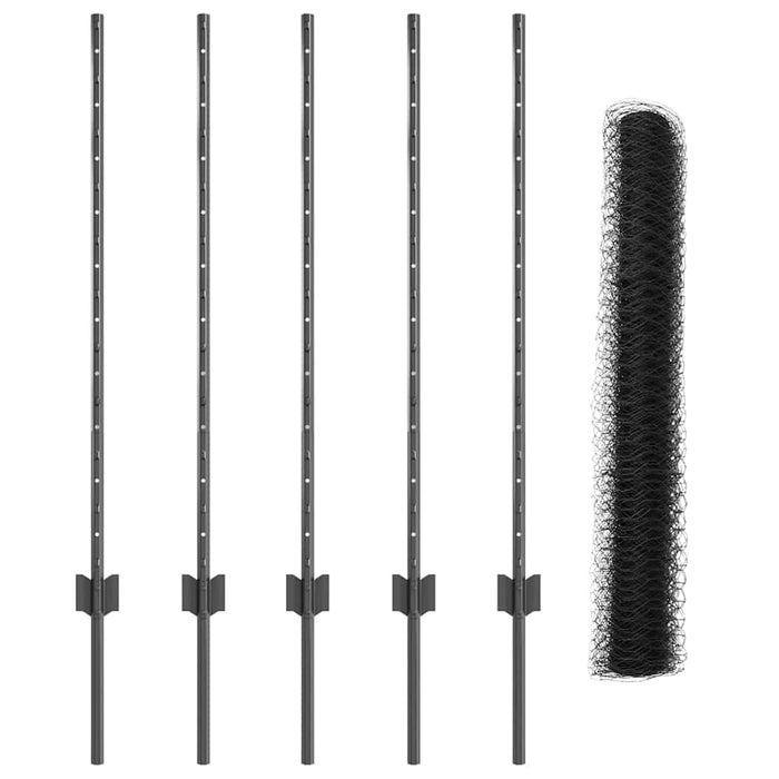 Gard cu Stâlp Gri 1 x 10 m Oțel și PVC - WALTI WALTI