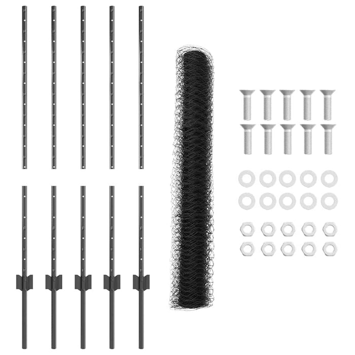Gard cu Stâlp Gri 1 x 10 m Oțel și PVC - WALTI WALTI