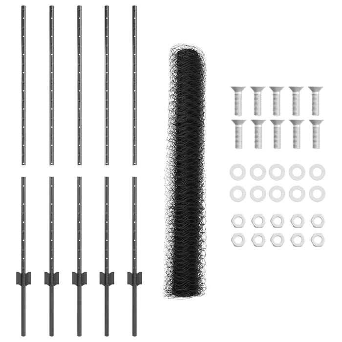 Gard cu Stâlp Gri 1,2 x 10 m Oțel și PVC - WALTI WALTI