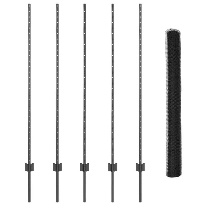 Gard cu Stâlp Gri 1,4 x 10 m Oțel și PVC - WALTI WALTI