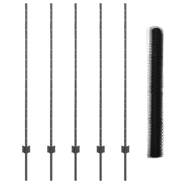 Gard cu Stâlp Gri 1,4 x 10 m Oțel și PVC - WALTI WALTI