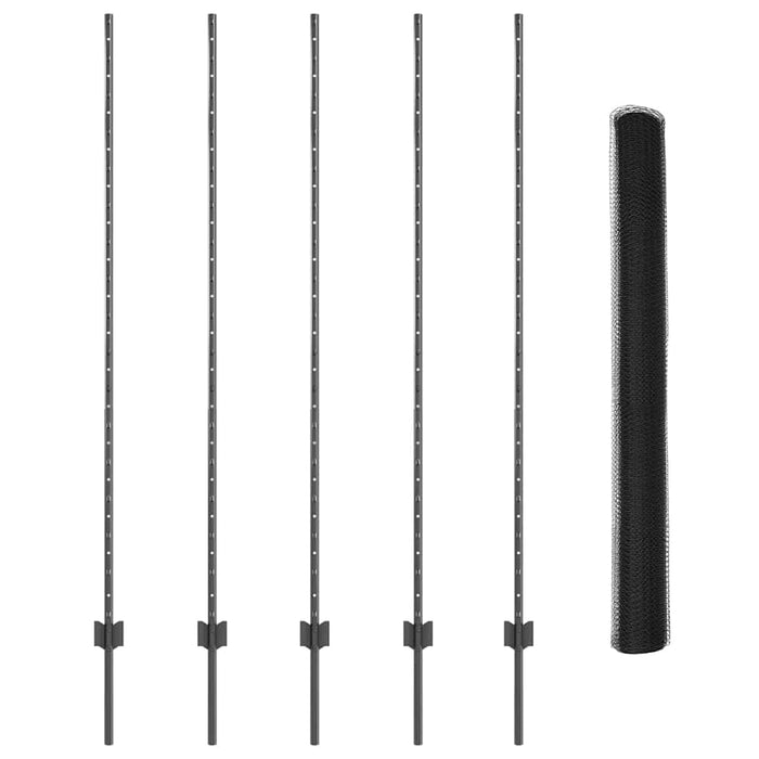Gard cu Stâlp Gri 1,5 x 10 m Oțel și PVC - WALTI WALTI