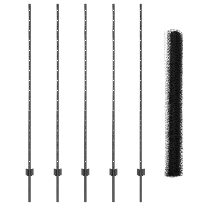Gard cu Stâlp Gri 1,5 x 10 m Oțel și PVC - WALTI WALTI