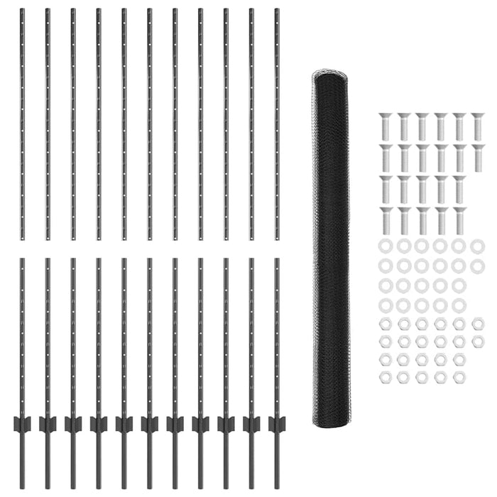 Gard cu Stâlp Gri 1,6 x 25 m Oțel și PVC - WALTI WALTI