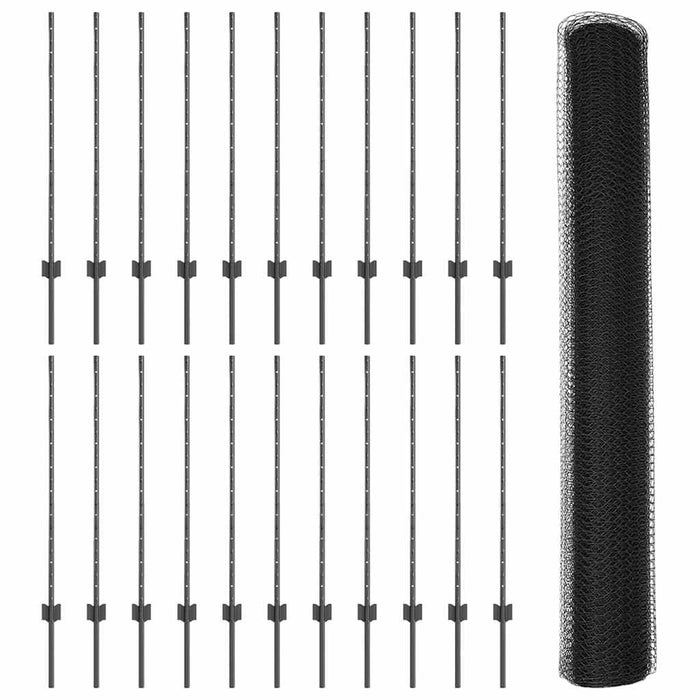 Gard cu Stâlp Gri 1 x 50 m Oțel și PVC - WALTI WALTI