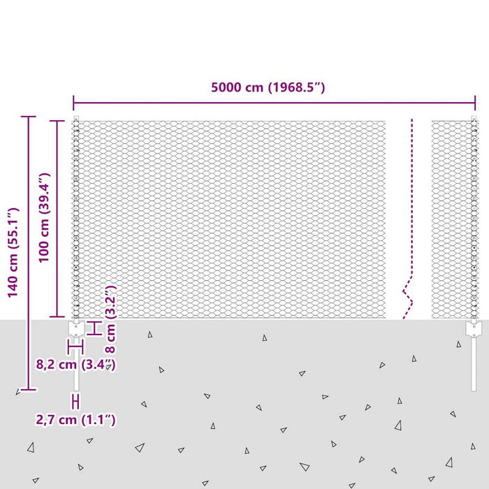 Gard cu Stâlp Gri 1 x 50 m Oțel și PVC - WALTI WALTI