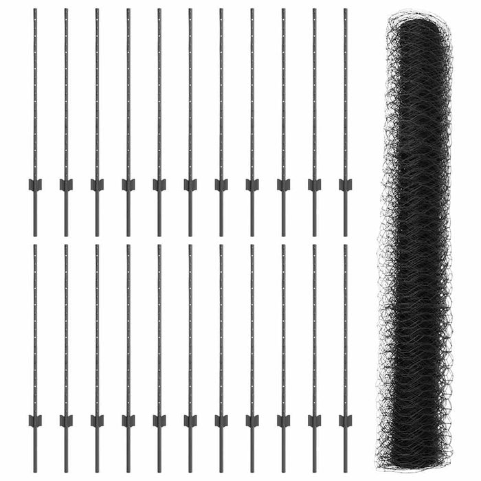 Gard cu Stâlp Gri 1 x 50 m Oțel și PVC - WALTI WALTI