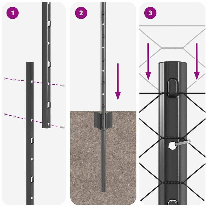 Gard cu Stâlp Gri 1 x 50 m Oțel și PVC - WALTI WALTI
